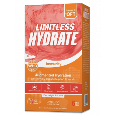 LIMITLESS HYDRATE IMMUNITY — AUGMENTED HYDRATION ELECTROLYTE SOLUTION 6 FRUIT FUSION STICK PACKS